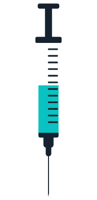 A flu vaccine syringe