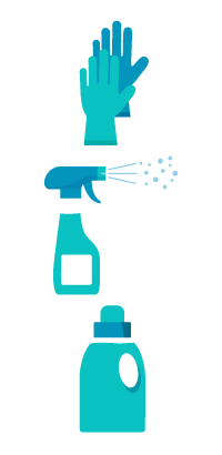 Cleaning supplies (spray bottle and wipes)